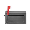 Architectural Mailboxes Centennial Post Mount Mailbox Pewter with Red Flag 950020P-10